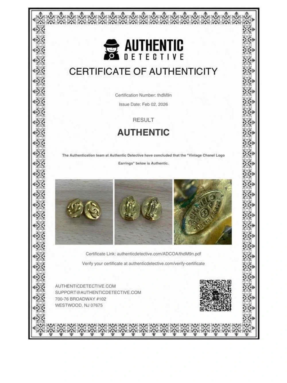 Vintage CHANEL 1995 Gold-Tone CC Logo Button Clip-On Earrings w/COA - Picture 14 of 14